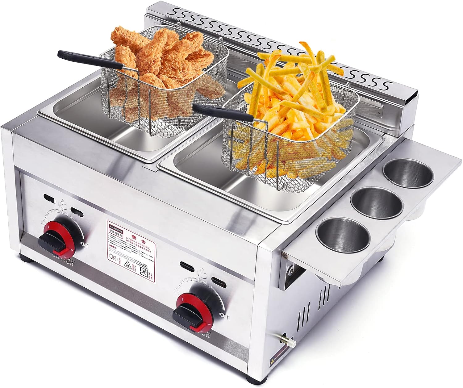Commercial Deep Fryer Double Tank 12L - ^Commercial Gas Deep Fryer 12L Countertop