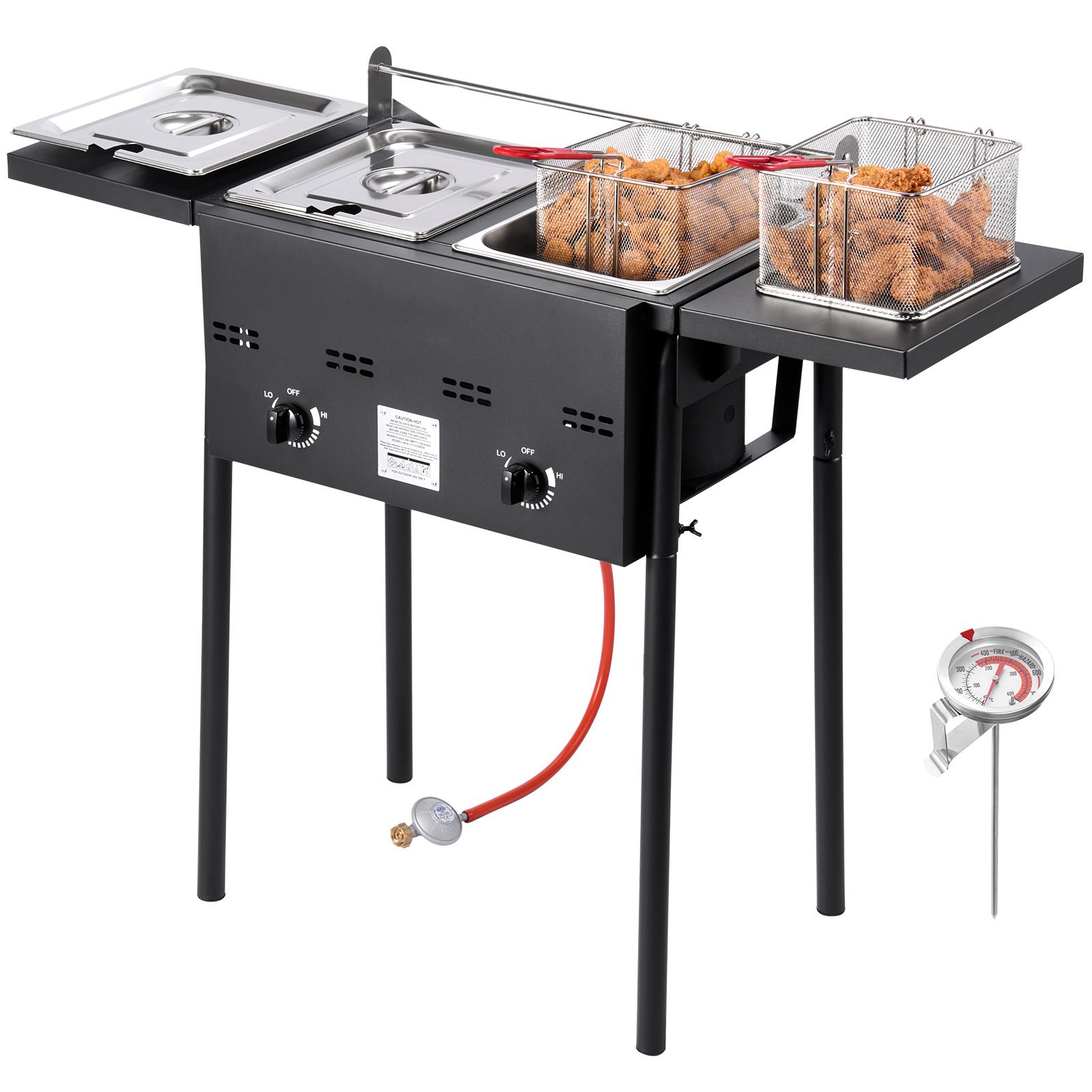 Commercial Gas Deep Fryer Propane - Outdoor Propane Deep Fryer, Dual-Tank 8QTx2