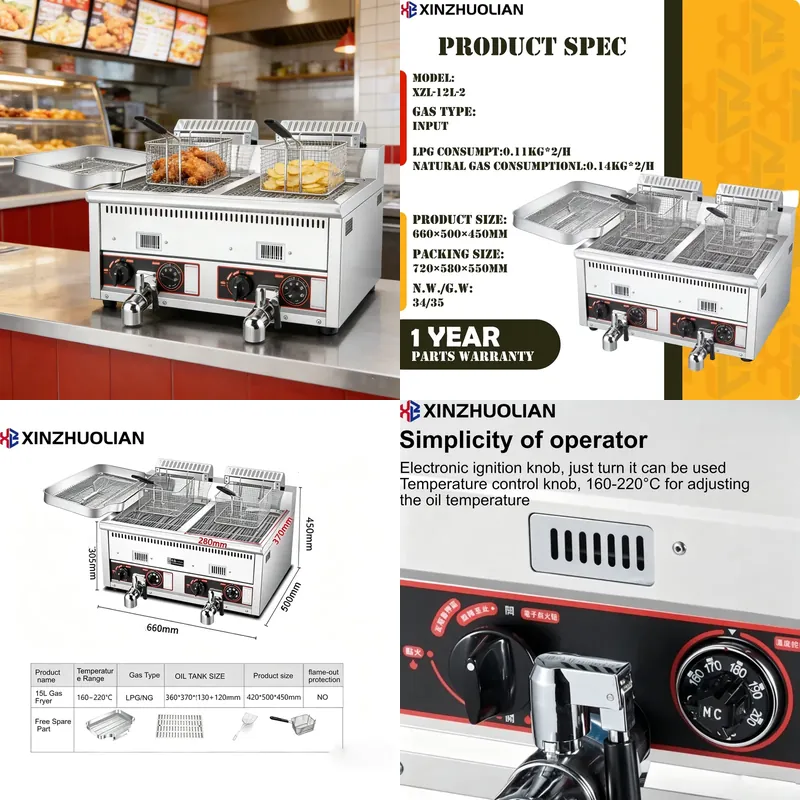 Commercial Deep Fryer Double Tank 12L - 2026 High Quality 12L+12L Commercial Deep