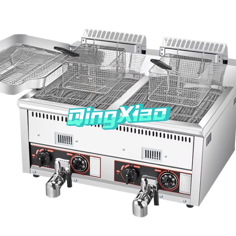 Commercial Gas Deep Fryer Propane - 12L+12L Hot Selling Potato Chips Chicken