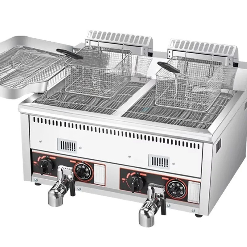 Commercial Gas Deep Fryer Propane - 12L+12L Hot Selling Potato Chips Chicken