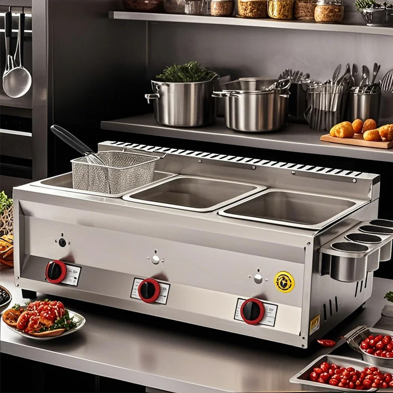 Commercial Gas Deep Fryer Propane - Three 8L Gas Chicken Wing Deep