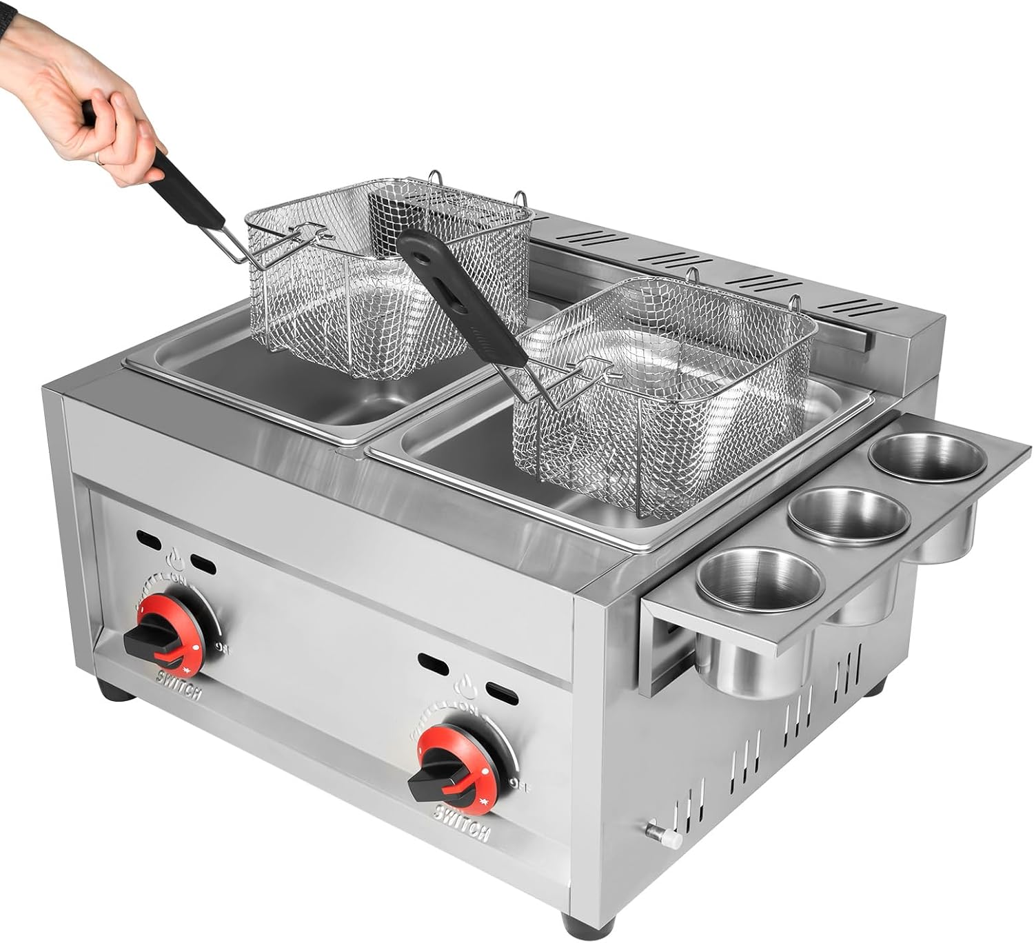^Commercial Gas Deep Fryer 12L - Commercial Deep Fryer Double Tank 12L 评论和价格