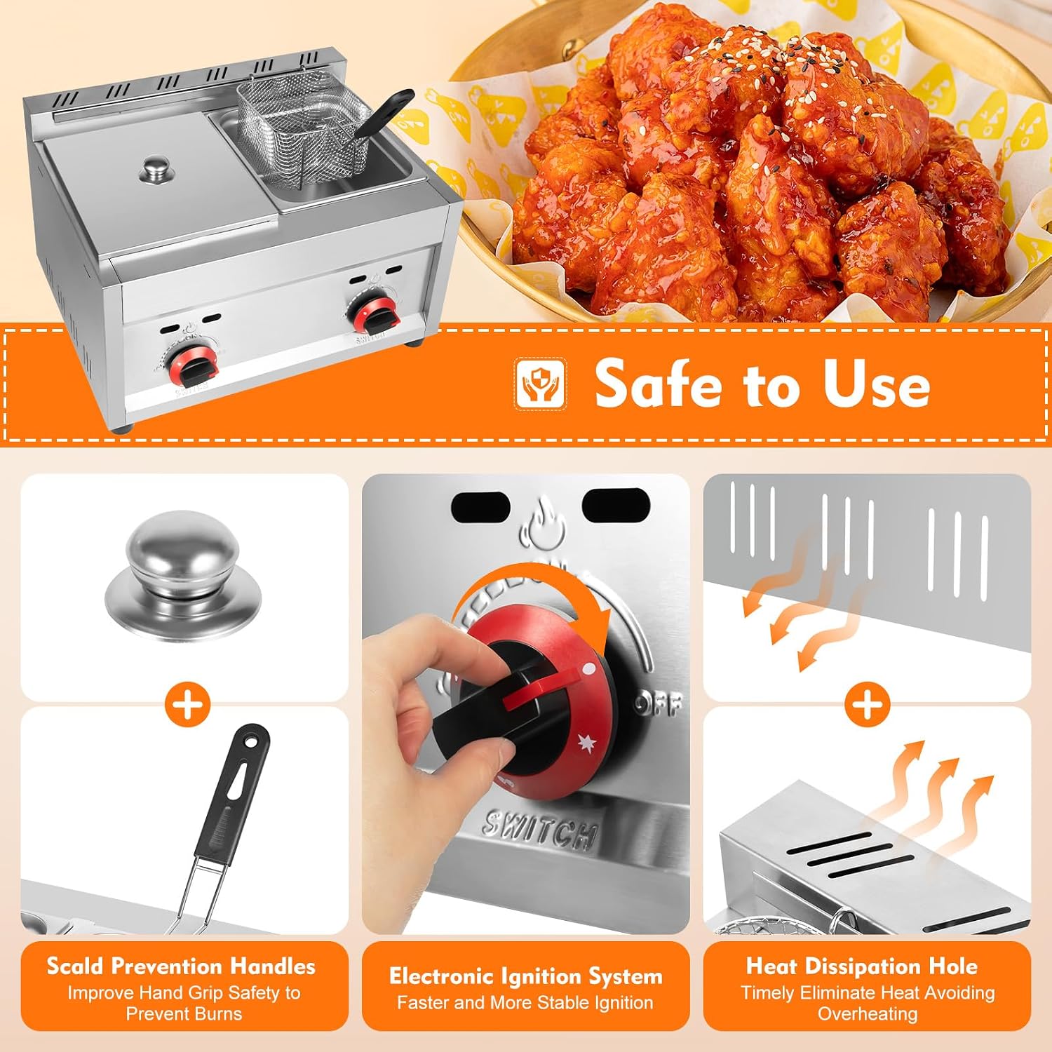 ^Commercial Gas Deep Fryer 12L - Commercial Deep Fryer Double Tank 12L 评论和价格