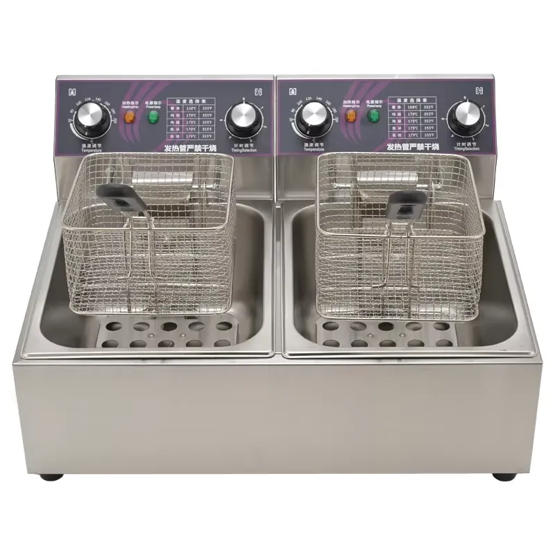Restaurant Kitchen Double Tank - Countertop Deep Fryer With Timer 评论和价格