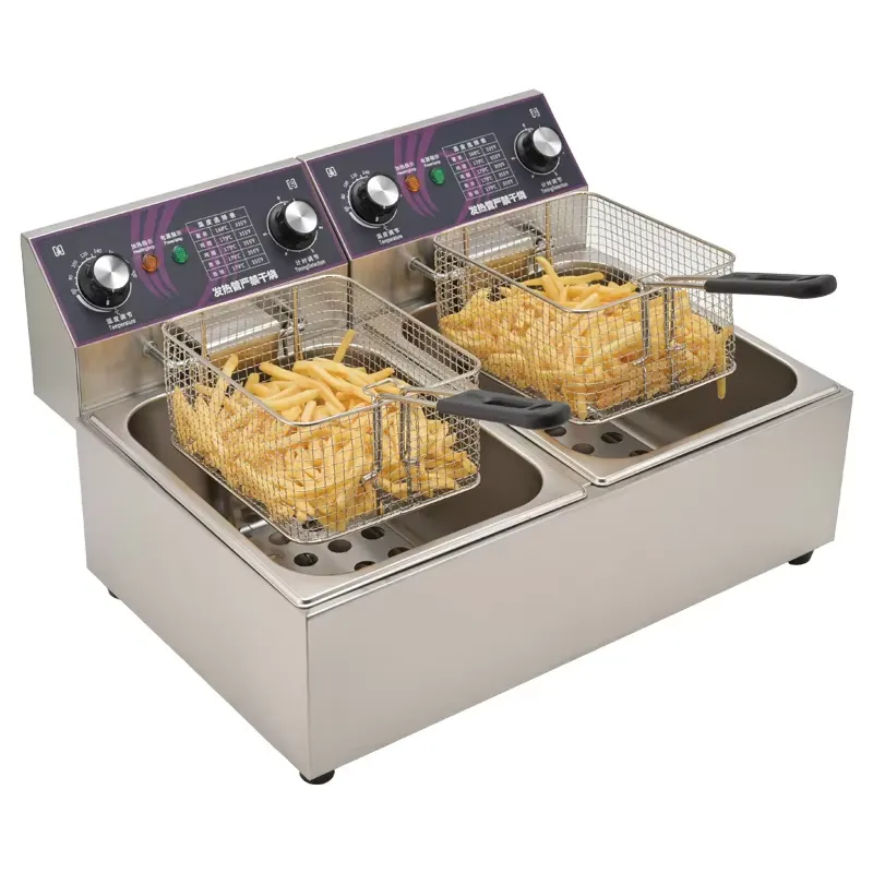 Restaurant Kitchen Double Tank - Countertop Deep Fryer With Timer 评论和价格