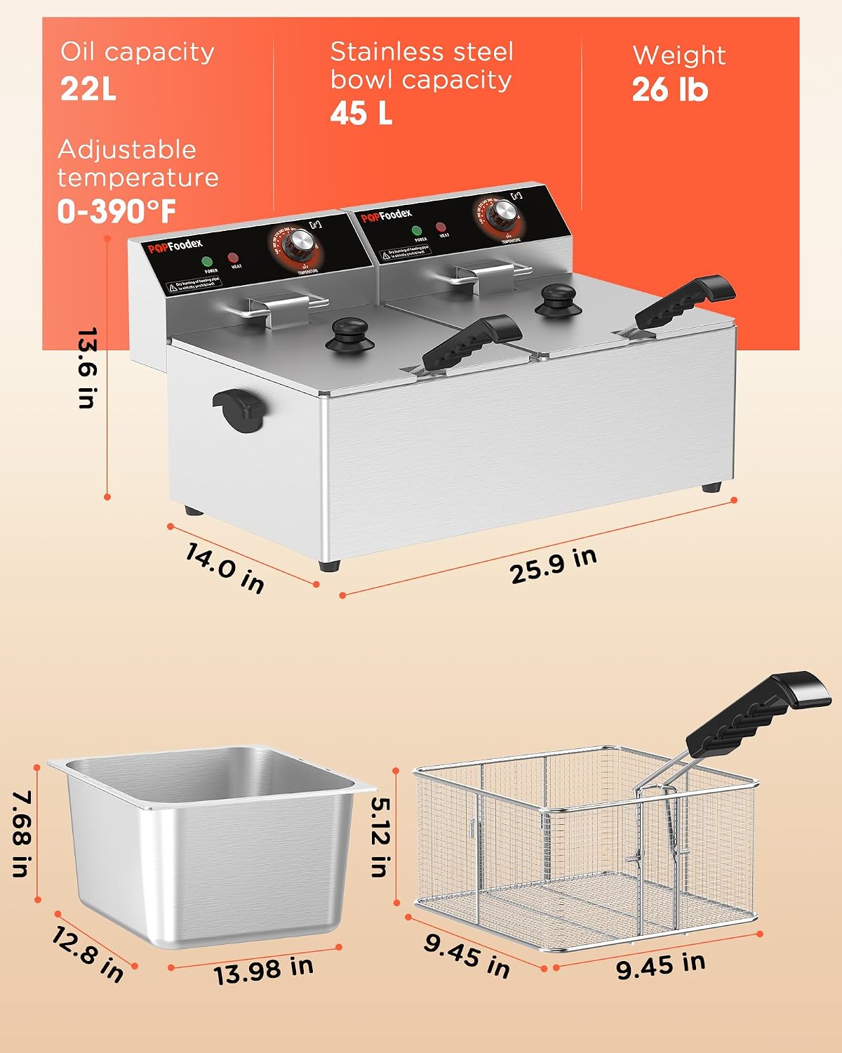 Commercial Deep Fryer - 22L El - Fryer Basket Commercial Stainless 评论和价格