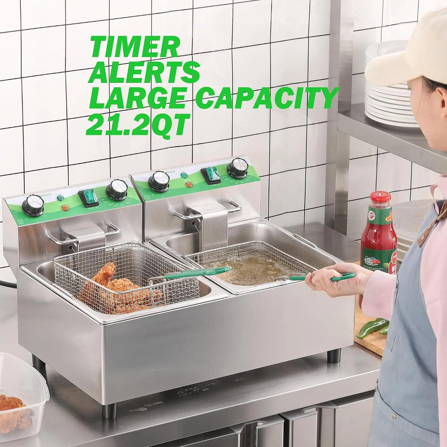 ^20L/21.2QT Commercial Deep Fr - Countertop Deep Fryer With Timer 评论和价格