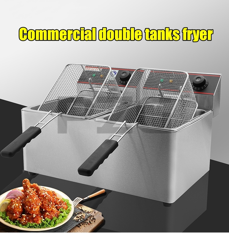 11L+11L Commercial Stainless S - Countertop Deep Fryer With Timer 评论和价格