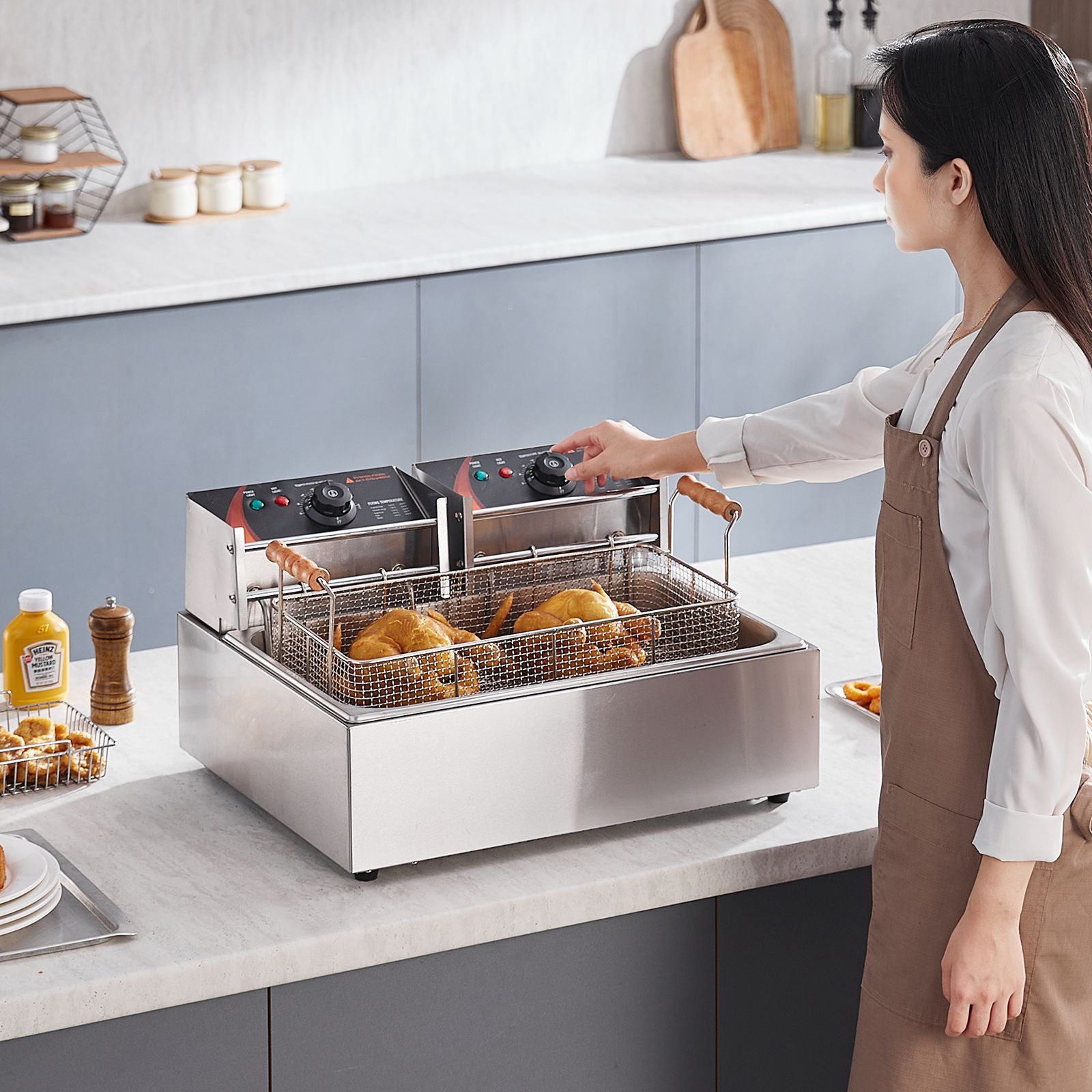 Commercial Deep Fryer, 3000W E - Fryer Basket Commercial Stainless 评论和价格