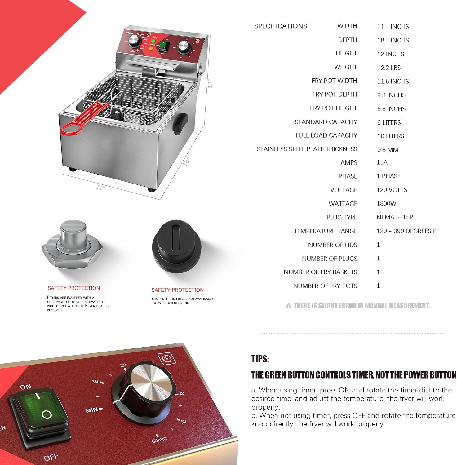 ^Electric Deep fryer Single Ta - Countertop Deep Fryer With Timer 评论和价格