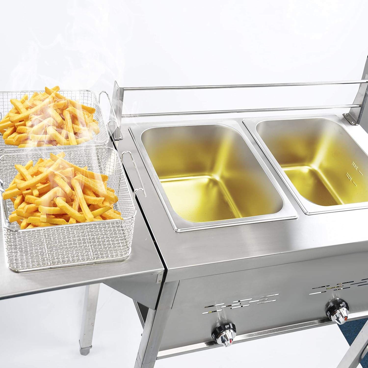 New Commercial Two Tank Deep F - Fryer Basket Commercial Stainless 评论和价格