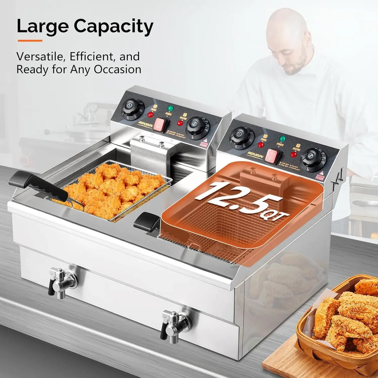 Electric Deep Fryer Dual Tank  - Countertop Deep Fryer With Timer 评论和价格