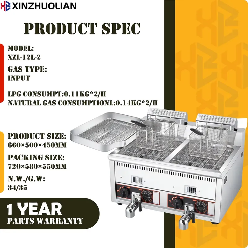 2026 High Quality 12L+12L Comm - Commercial Deep Fryer Double Tank 12L 评论和价格