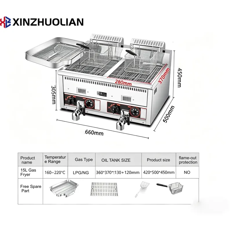 2026 High Quality 12L+12L Comm - Commercial Deep Fryer Double Tank 12L 评论和价格