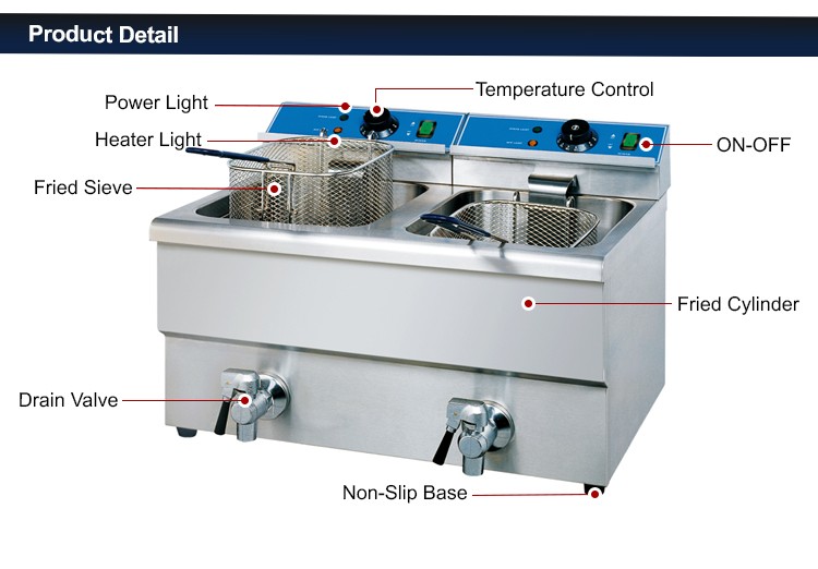 Hot Selling Industrial Double  - Commercial Deep Fryer Double Tank 12L 评论和价格