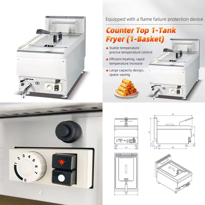 Commercial Desktop Gas Fryer 1 - Commercial Gas Deep Fryer Propane 评论和价格