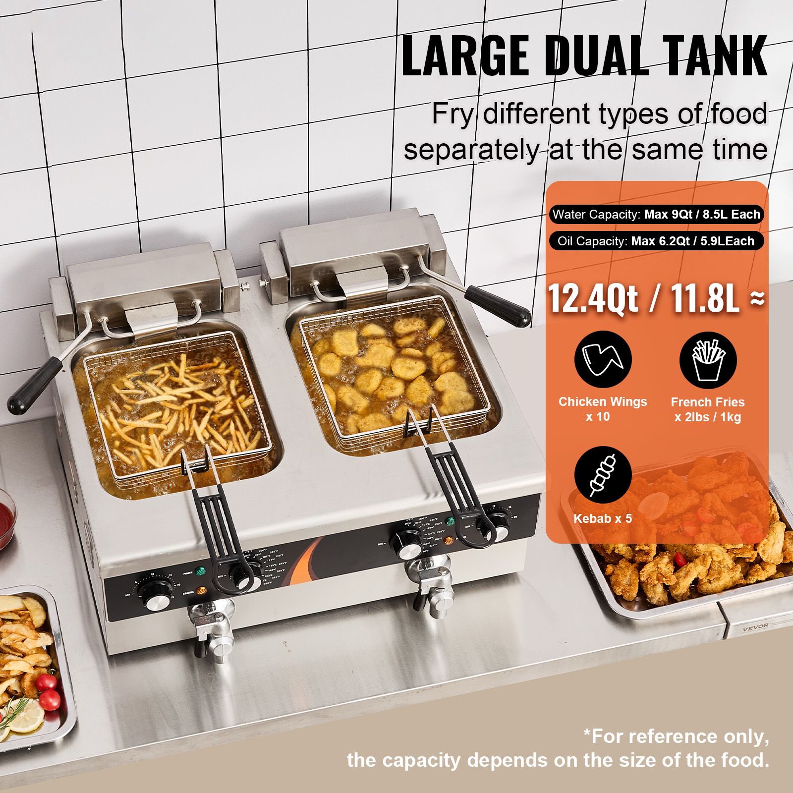 Commercial Deep Fryer 3500W, D - Fryer Basket Commercial Stainless 评论和价格